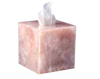 Rose Quartz Tissue Box, Handmade Bathroom Vanity Tissue Box Home Decor Accessories