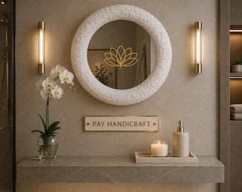 Espejo de cristal de ágata | Espejo de pared de piedra preciosa hecho a mano | Espejo de tocador de lujo con piedra | Decoración para el hogar con ágata natural | Espejo decorativo para baño y dormitorio
