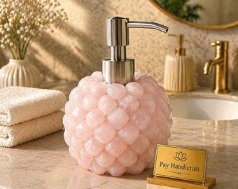Agate Soap Dispenser with Pump|Handcrafted Natural Gemstone Liquid Soap Bottle|Luxury Bathroom Countertop Decor|Crystal Kitchen Accessory