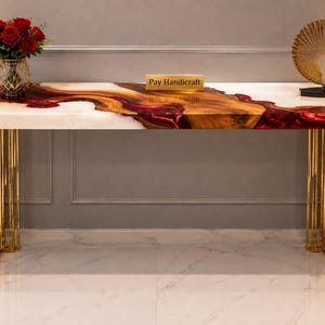 Luxury Resin & Acacia Wood Console Table |Handmade Epoxy River Entryway Table | Modern Live Edge Hallway Sofa Table |Designer Wood Furniture