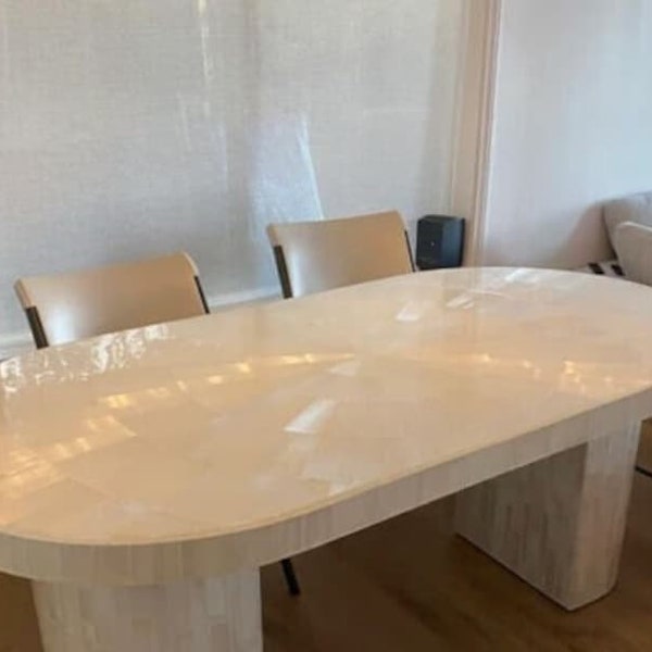 Selenite Stone Dining Table Modern Crystal Furniture / Luxurious Selenite Home Office Decor