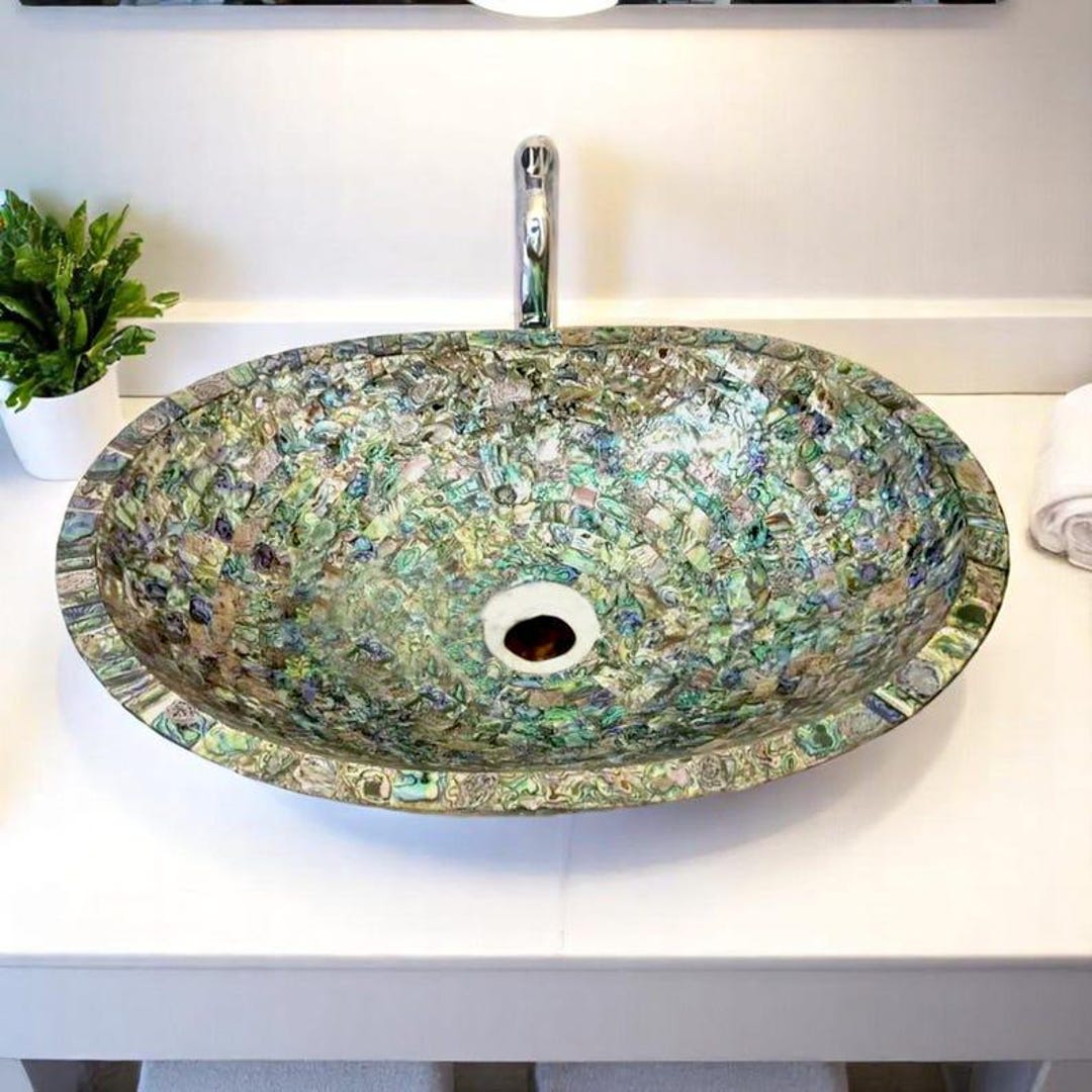 Shell Like Sink Handmade Abalone Shell Sink Gemstone Bath Vanity Top - Etsy