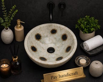 Agate Sink Natural Stone Wash Basin | Handmade Crystal Vessel Sink | Luxury Bathroom Vanity Basin | Unique Gemstone Sink | Home Decor Gift