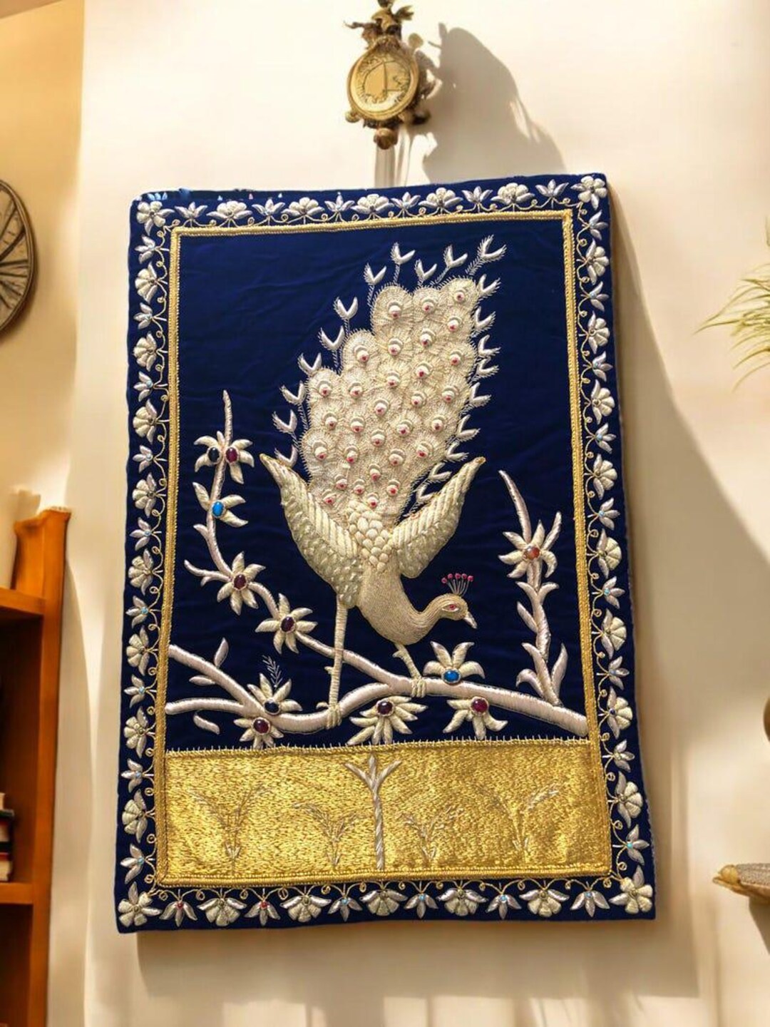 k　TODAYFUL EmbroideryPatchworkShirts Luxurious Black Velvet Zardozi Wall Hanging Embroidery