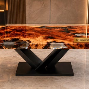 Live Edge Burl Wood Epoxy Resin Coffee Table | Handmade Luxury Wood & Resin Table | Modern Statement Center Table | Custom Furniture
