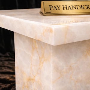 Mesa de centro cuadrada de ónix blanco con base cúbica | Mesa de centro de lujo de piedra natural | Mesa auxiliar moderna para sala de estar | Muebles de mármol hechos a mano imagen 3