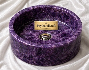 Custom Purple Amethyst Vessel Sink |Luxury Crystal Bathroom Basin | Handmade Gemstone Sink |Natural Stone Vanity Bowl |Unique Spa Decor Sink