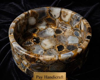 高級瑪瑙石製洗面器｜手作りの天然宝石製洗面器｜特注洗面ボウル｜磨き上げられたクリスタル製洗面ボウル｜モダンなホームデコレーション