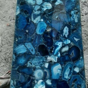 Blue Agate Console Table/Geode Agate Coffee Table/Stone End Table/Slice Agate Table /Console Table/Rectangle Dine Sofa Table Home Decor