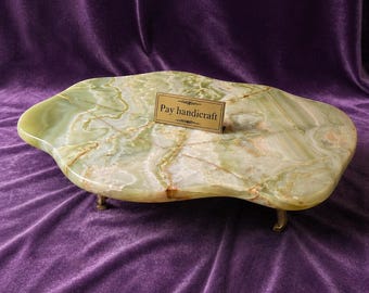 Tablero de mesa de centro orgánico de ónix verde | Losa de piedra con forma de estanque de forma irregular | Superficie de mesa de ónix translúcido | Decoración de lujo para sala de estar con forma de ameba