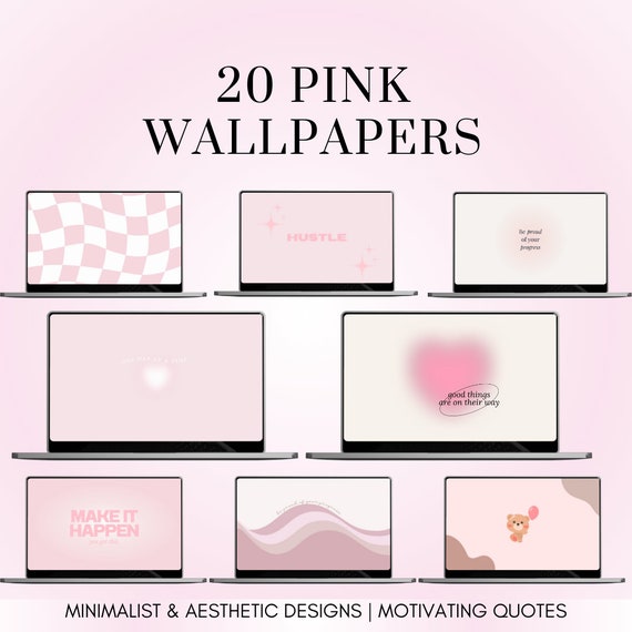 20 Pink Theme Aesthetic Desktop Wallpaper | Motivation Quotes Desktop Organizer