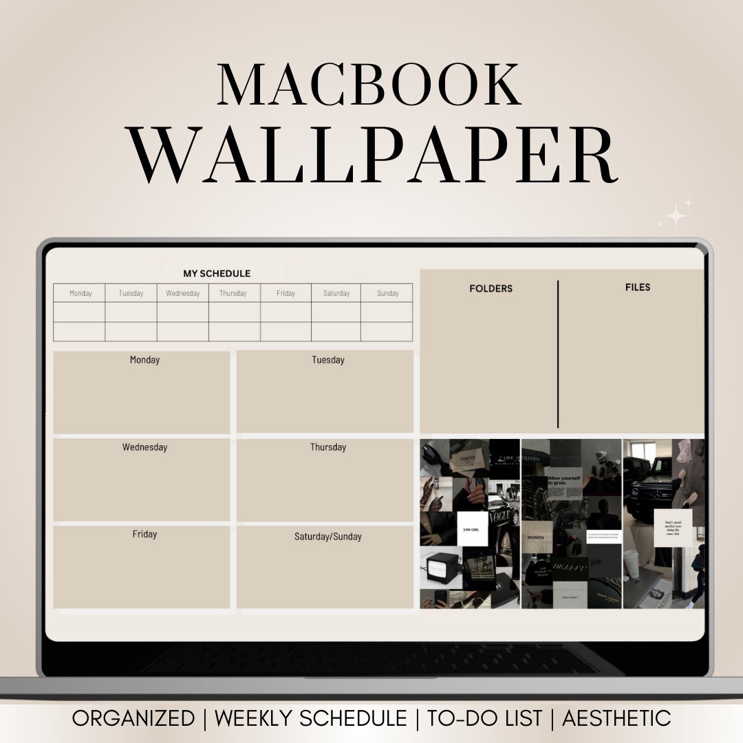 Aesthetic Desktop Wallpaper Organizer & Planner | Customizable | Cute Macbook Organizer Wallpaper
