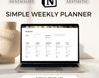 Simple Weekly Planner Notion Template, To-Do List Everyday Planner