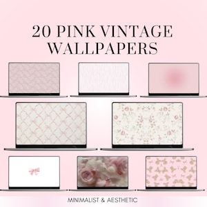 20 Vintage Pink Theme Aesthetic Desktop Wallpaper | Cute & Minimalistic Coquette Desktop Organizers
