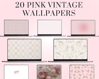 20 Vintage Pink Theme Aesthetic Desktop Wallpaper | Cute & Minimalistic Coquette Desktop Organizers