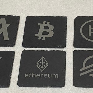 Crypto Slate Coaster Btc, Eth, Xrp, Algo, Xlm, Hbar