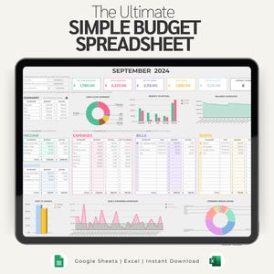 Budget Planner Spreadsheet | Google Sheets & Excel Template (Digital Download)