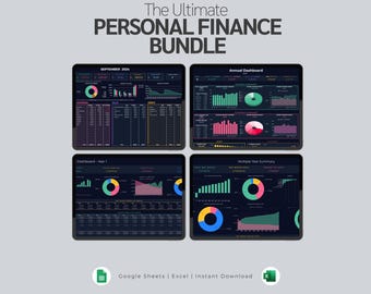 Ultimate Personal Finance Bundle | Annual Budget Spreadsheet Planner | Debt Payoff | Net Worth Tracker | Bills & Subscription Calendar Excel