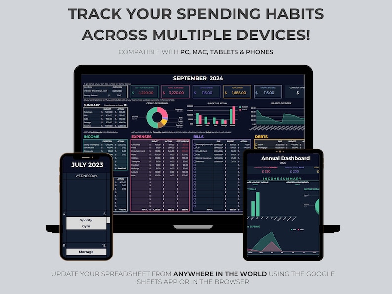 Ultimate Personal Finance Bundle | Annual Budget Spreadsheet Planner | Debt Payoff | Net Worth Tracker | Bills & Subscription Calendar Excel image 9