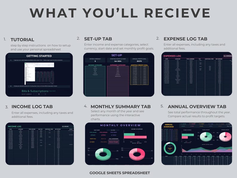 Small Business Bookkeeping Spreadsheet | Google Sheets Excel Template | Expense Tracker | Sales Tracker | Income Tracker (Digital Download) image 2
