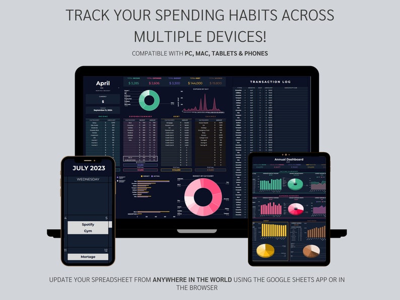 Annual & Monthly Budget Spreadsheet, Excel and Google Sheets Template, Financial Planner, Digital Budget, Savings Tracker, Debt Payoff image 9
