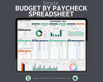 Budget by Paycheck Spreadsheet | Excel and Google Sheets Template | Monthly & Weekly Financial Budget Planner | Digital Download