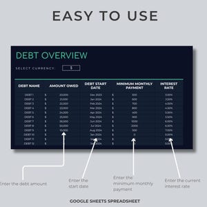 Debt Payoff Tracker Spreadsheet, Google Sheets und Excel Vorlage (Digitaler Download) Bild 4