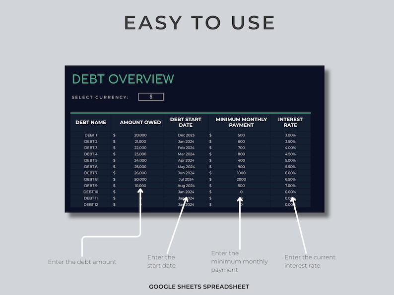 Debt Payoff Tracker Spreadsheet, Google Sheets und Excel Vorlage (Digitaler Download) Bild 4