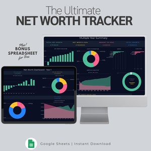 Foglio di calcolo per il monitoraggio del patrimonio netto, calcolatore del patrimonio netto, pianificatore delle finanze personali, Fogli Google, attività e passività, indipendenza finanziaria