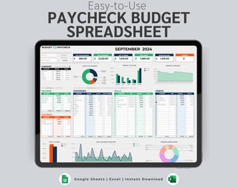 Paycheck Budget Spreadsheet Template | Excel and Google Sheets Template | Monthly & Weekly Financial Budget Planner | Digital Download