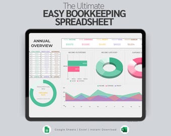 Simple Business Bookkeeping Template, Excel Bookkeeping Spreadsheet, Business Expense & Income Tracker, Sales Tracker, Accounting Template