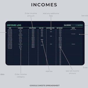 Small Business Bookkeeping Spreadsheet | Google Sheets Excel Template | Expense Tracker | Sales Tracker | Income Tracker (Digital Download) image 8