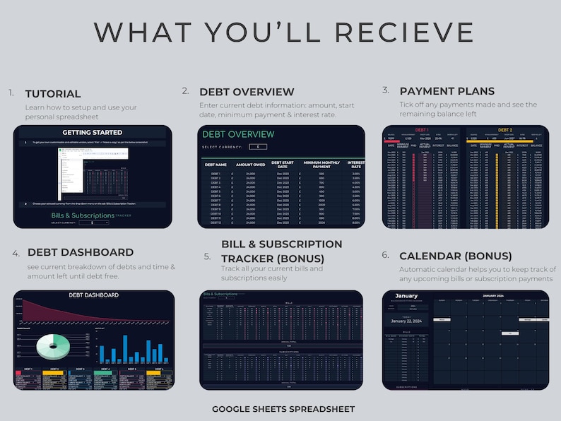 Debt Payoff Tracker Spreadsheet, Google Sheets und Excel Vorlage (Digitaler Download) Bild 2