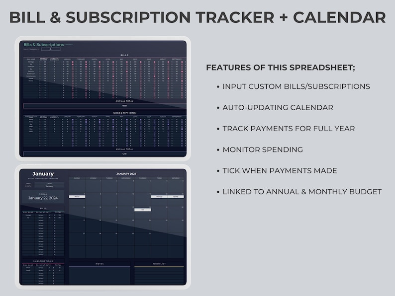 Ultimate Personal Finance Bundle | Annual Budget Spreadsheet Planner | Debt Payoff | Net Worth Tracker | Bills & Subscription Calendar Excel image 5