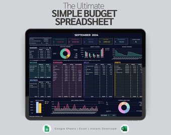 Foglio di calcolo per la pianificazione del budget semplice / Budget mensile dello stipendio / Modello di Google Fogli e Excel / Pianificatore finanziario / Budget annuale