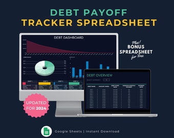 Debt Payoff Tracker Spreadsheet, GoogleSheets Template, Debt Snowball, Financial Planner, Credit Card Tracker