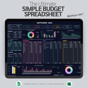 Simple Budget Planner Spreadsheet | Monthly Paycheck Budget | Google Sheets & Excel Template |  Financial Planner | Yearly Budget