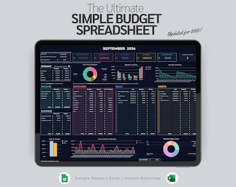 Eenvoudige spreadsheet voor budgetplanner | Maandelijks salarisbudget | Google Spreadsheets en Excel-sjabloon |  Financieel planner | Jaarbudget