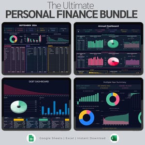 Pacchetto completo per la gestione delle finanze personali / Foglio di calcolo per la pianificazione del budget annuale / Estinzione dei debiti / Monitoraggio del patrimonio netto / Calendario di bollette e abbonamenti in Excel