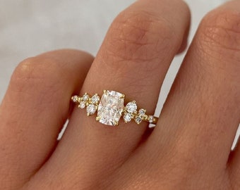 1.80 CT Elongated Cushion Cut Moissanite Engagement Ring/18K Gold Ring/Vintage Ring/Art Deco Wedding Ring/Classic Anniversary Ring For Women