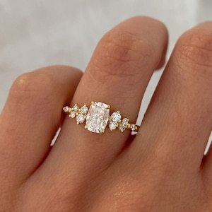 1.80 CT Elongated Cushion Cut Moissanite Engagement Ring/18K Gold Ring/Vintage Ring/Art Deco Wedding Ring/Classic Anniversary Ring For Women