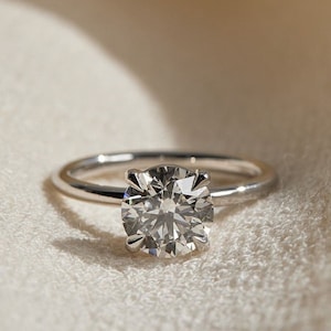 Classics 1.65 CT Round Cut Moissanite Solitaire Wedding Ring, Simple Engagement Ring, Bridal Ring, 14k White Gold Ring, Anniversary Gifts