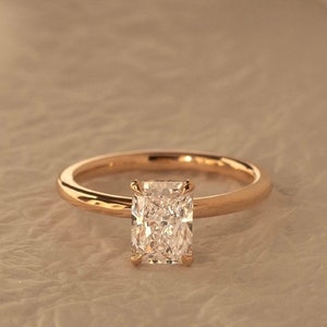 Hidden Halo 1.75 CT Radiant Cut Moissanite Solitaire Classic Bridal Ring, Engagement Ring, 18k Yellow Gold, Wedding Ring, Anniversary Gifts