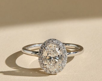 2.05 CT Oval Cut Moissanite Solitaire 18k White Gold, Engagement Ring, Solid Gold Ring, Delicate Bridal Ring, Wedding Ring, Anniversary Gift