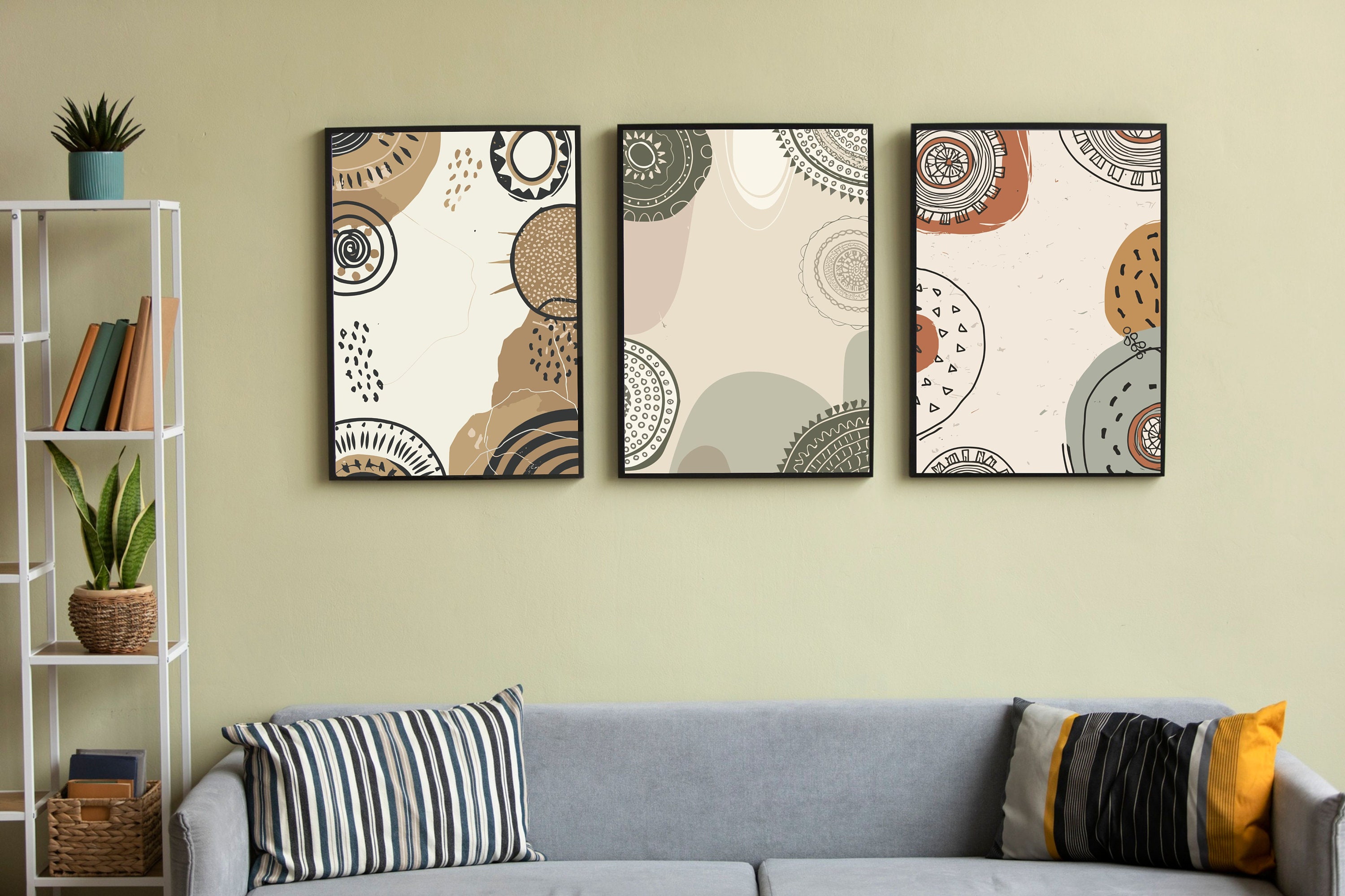Boho Set of 3,wall Decor,mid Century Modern Wall Art,printable,digital