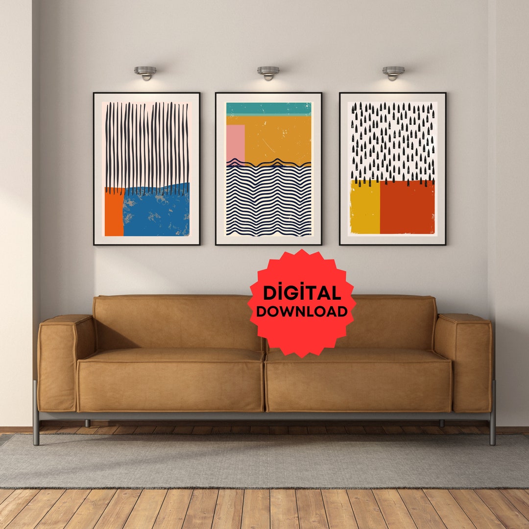 Modern Wall Decor Set of 3,abstract Wall Art,colorful Print,modern Art