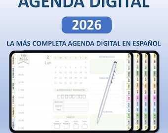 Digital, daily and productivity planner for 2026 in Spanish