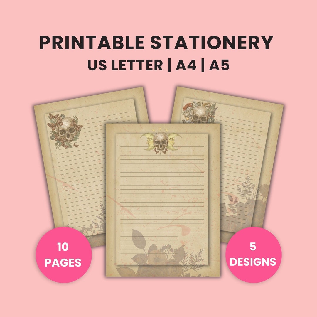 Vintage Halloween Printable Digital Stationery Gothic Rose Etsy
