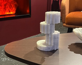 Candlestick Holder, Pillar Marble Candle Holder, Stone Candle Minimalist Gift, Table Centrepiece