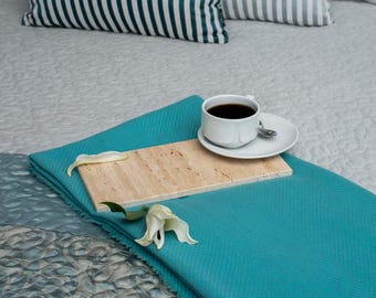 Natural Travertine Serving Board – Beige Stone Tray for Coffee Table or Kitchen